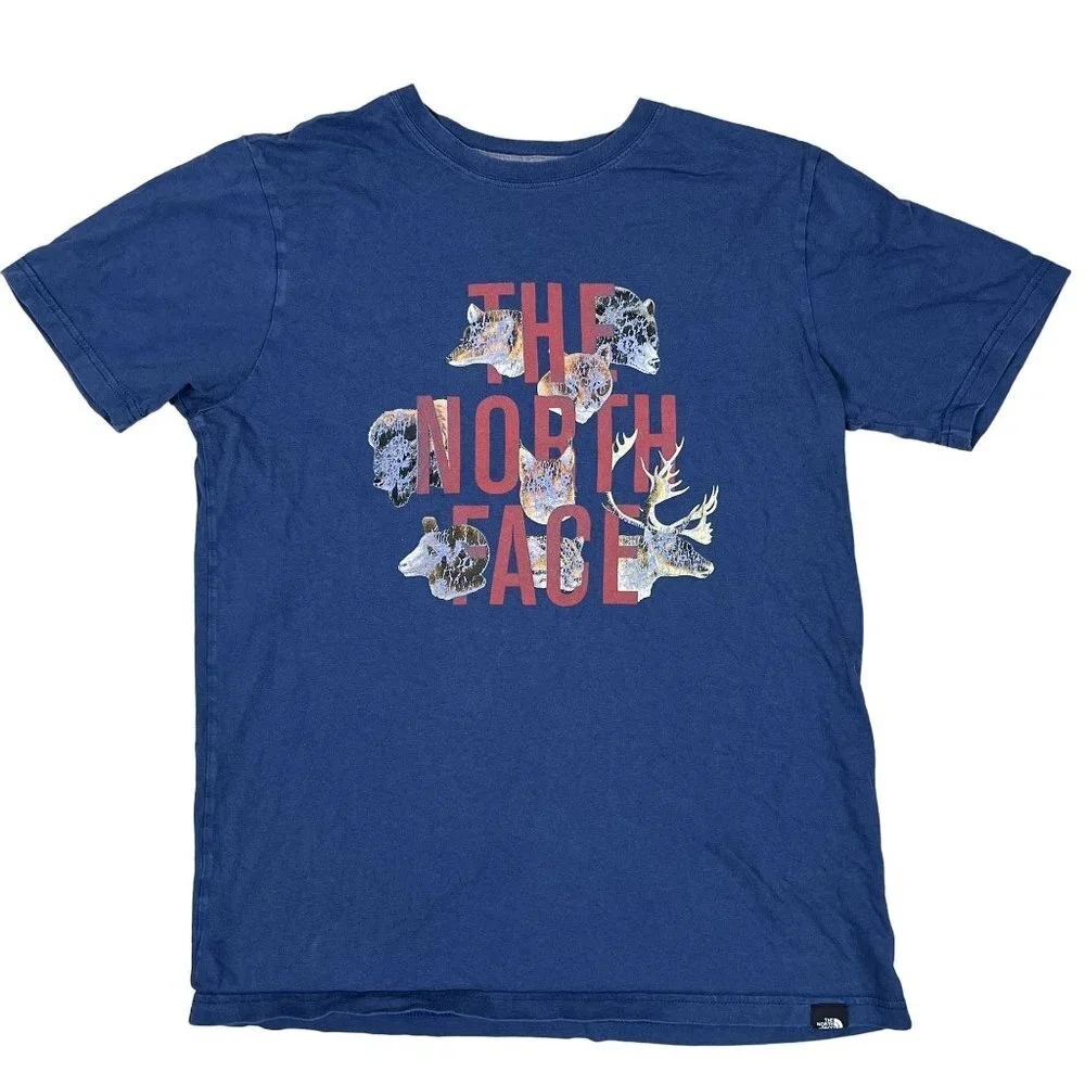 the North Face Mens Slim Fit Blue 100% Cotton T-Shirt Size Medium
